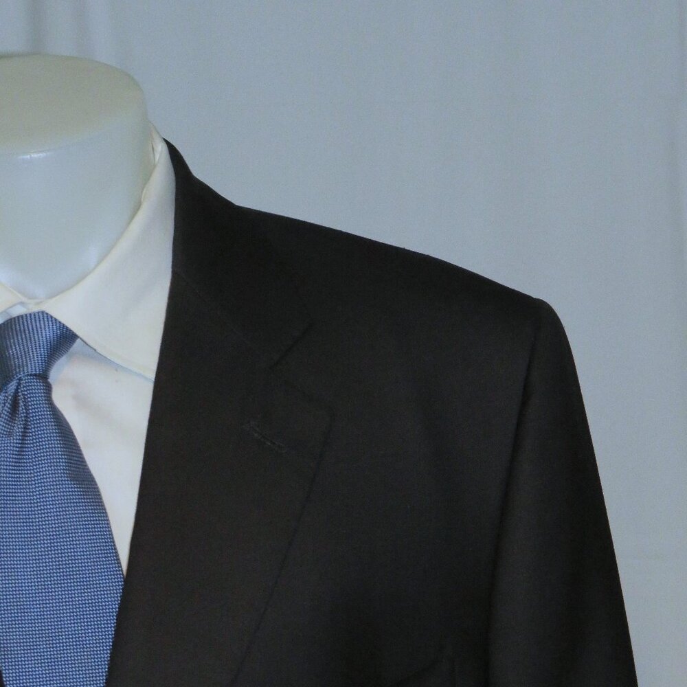 Martin Greenfield Bespoke Handmade Solid Black Two Button Suit 50L